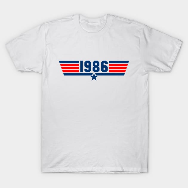 1986 Fighter Jet (White) T-Shirt by GloopTrekker